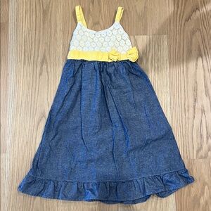 Charming Yellow and Blue Kids Casual Dress